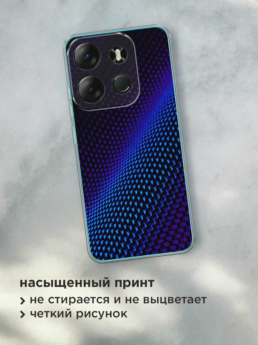 Чехол на Tecno Spark Go 2023/Infinix Smart 7 / Текно Спарк Гоу 2023/Инфиникс Смарт 7 с принтом "Синий карбон" — фото 1