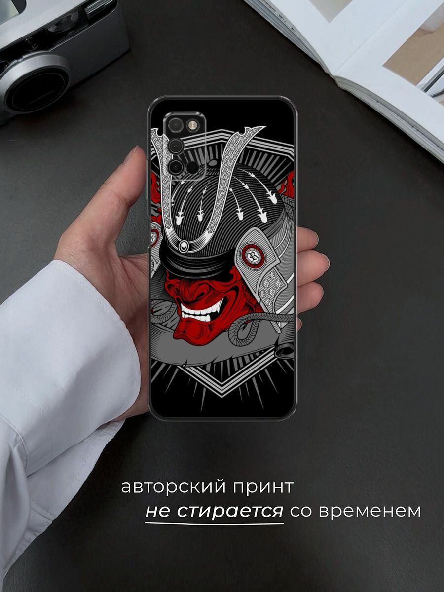 Чехол на Samsung Galaxy A03S / Самсунг Галакси A03S с принтом "Красная маска самурая" — фото 1