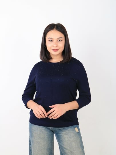 Свитер , размер 52, темно-синий — фото 1