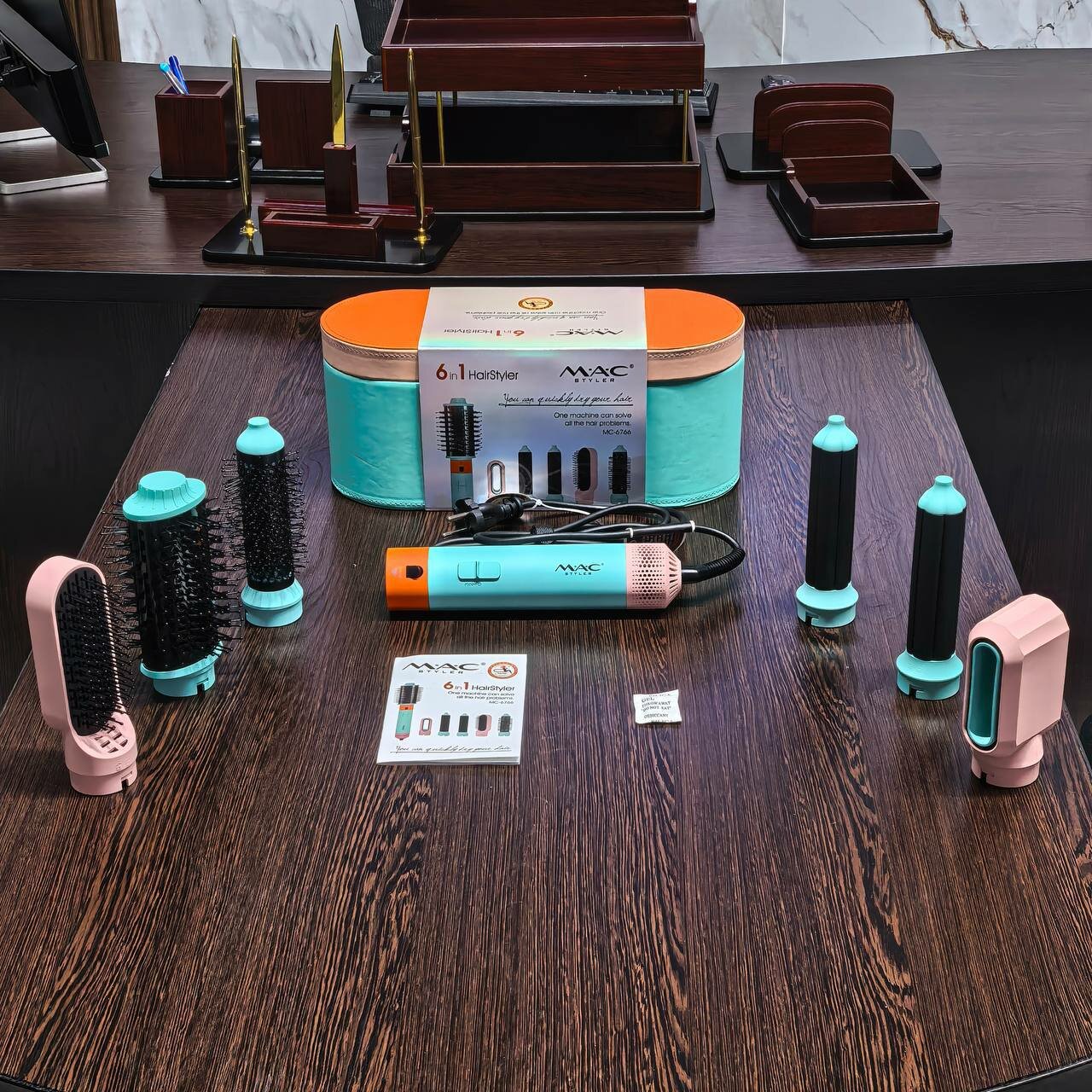 Фен-стайлер "MAC Styler", 6 в 1, профессиональный, синий/оранжевый