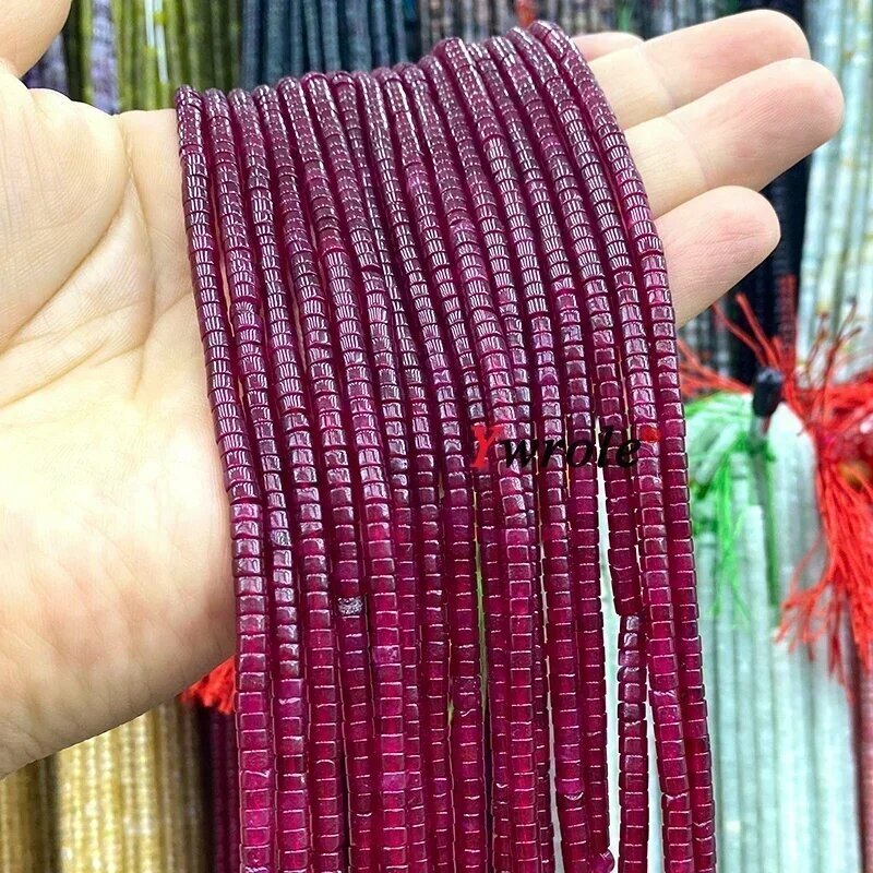 Бусины из халцедона красный рубин 2x4 мм YWROLE Бордовый, 4x2mm 72-75pcs, ruby color