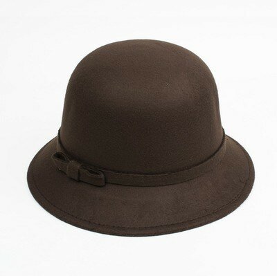 Женская шляпа-котелок с бантом, осенне-зимняя шляпа-ведро в корейском стиле, имитация шерстяной шляпы, фетровая шляпа в британском стиле ретро