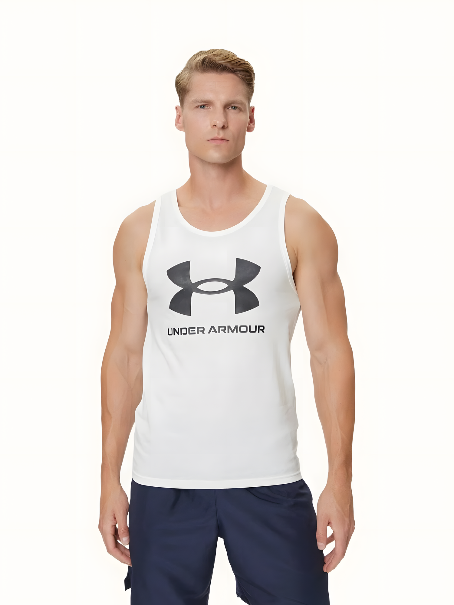 Майка спортивная Under Armour Sportstyle Logo, 1 шт., размер 2XL, белый — фото 1
