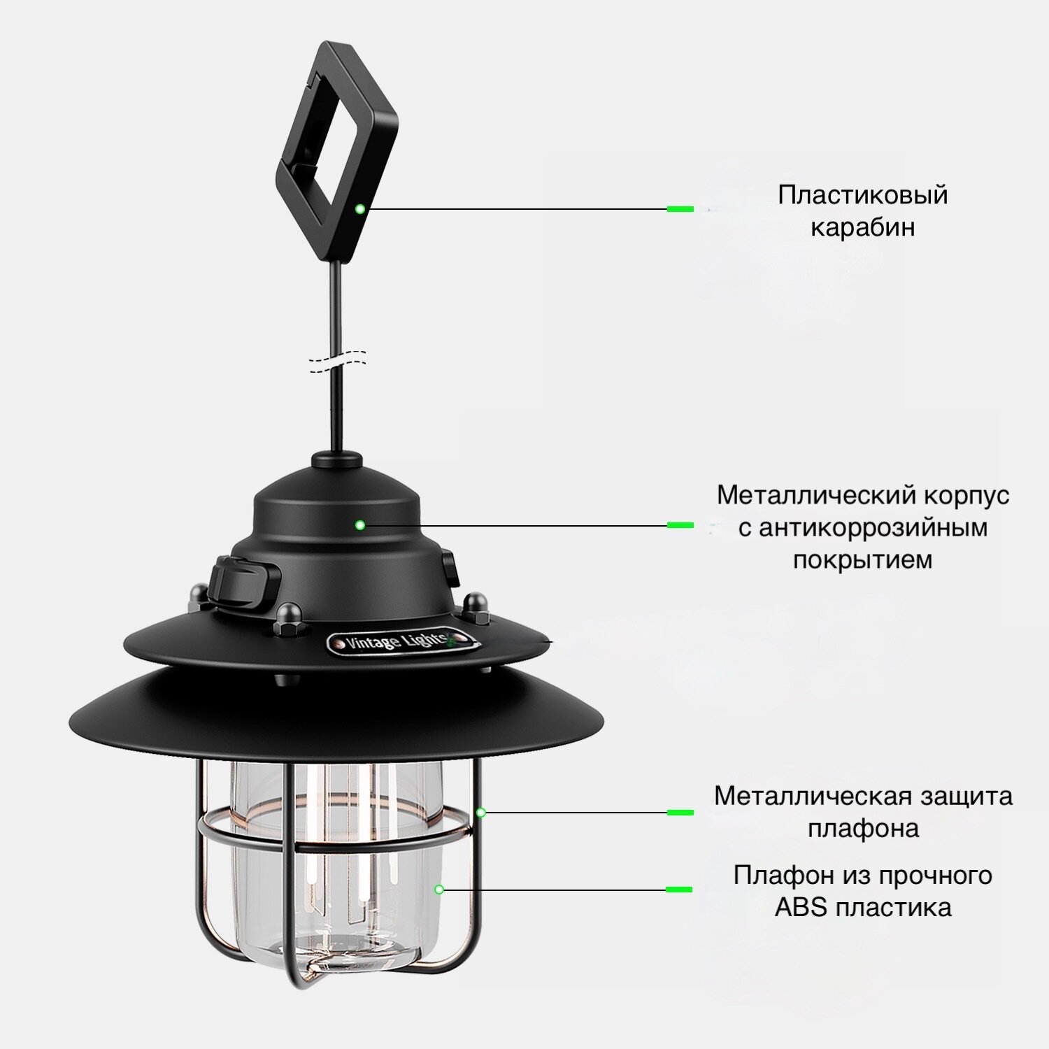 Фонарь Greenbar Vintage Camping lantern, Black — фото 1