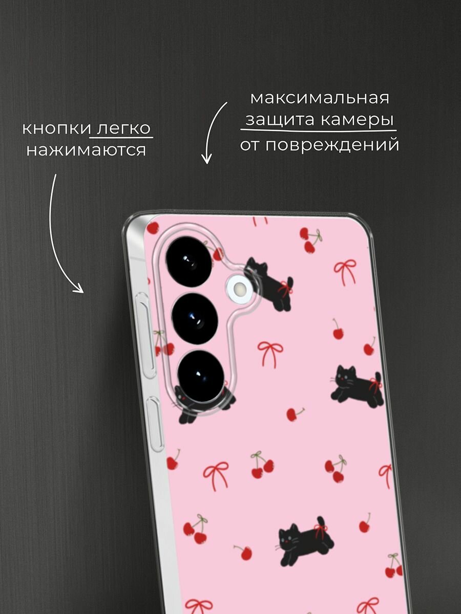 Чехол на Samsung S26 Plus / Самсунг S26 Плюс с принтом Cherry cat — фото 1