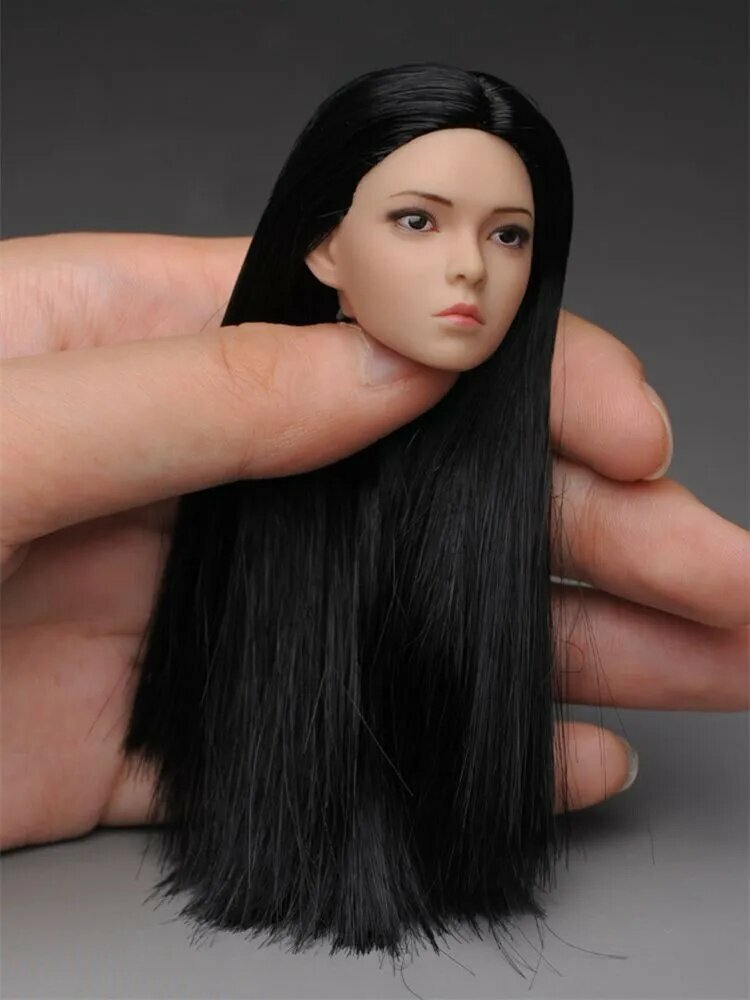 1:6 Скульптура головы женщины с черными волосами YMTOYS YMT029A