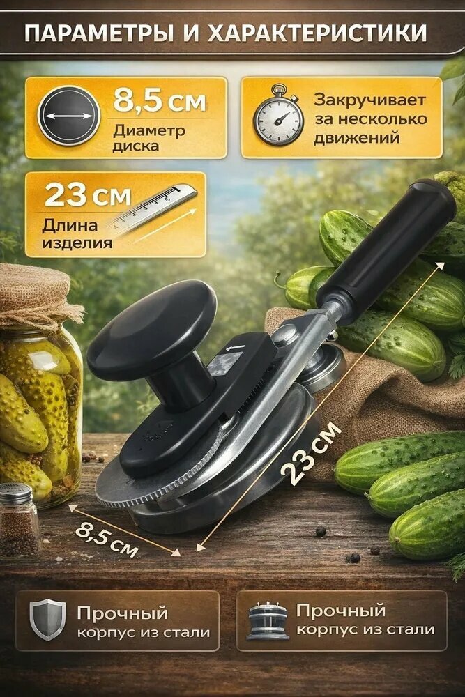 Закаточная машинка автомат, 1 предмет, для домашних консервов, ручная, для банок