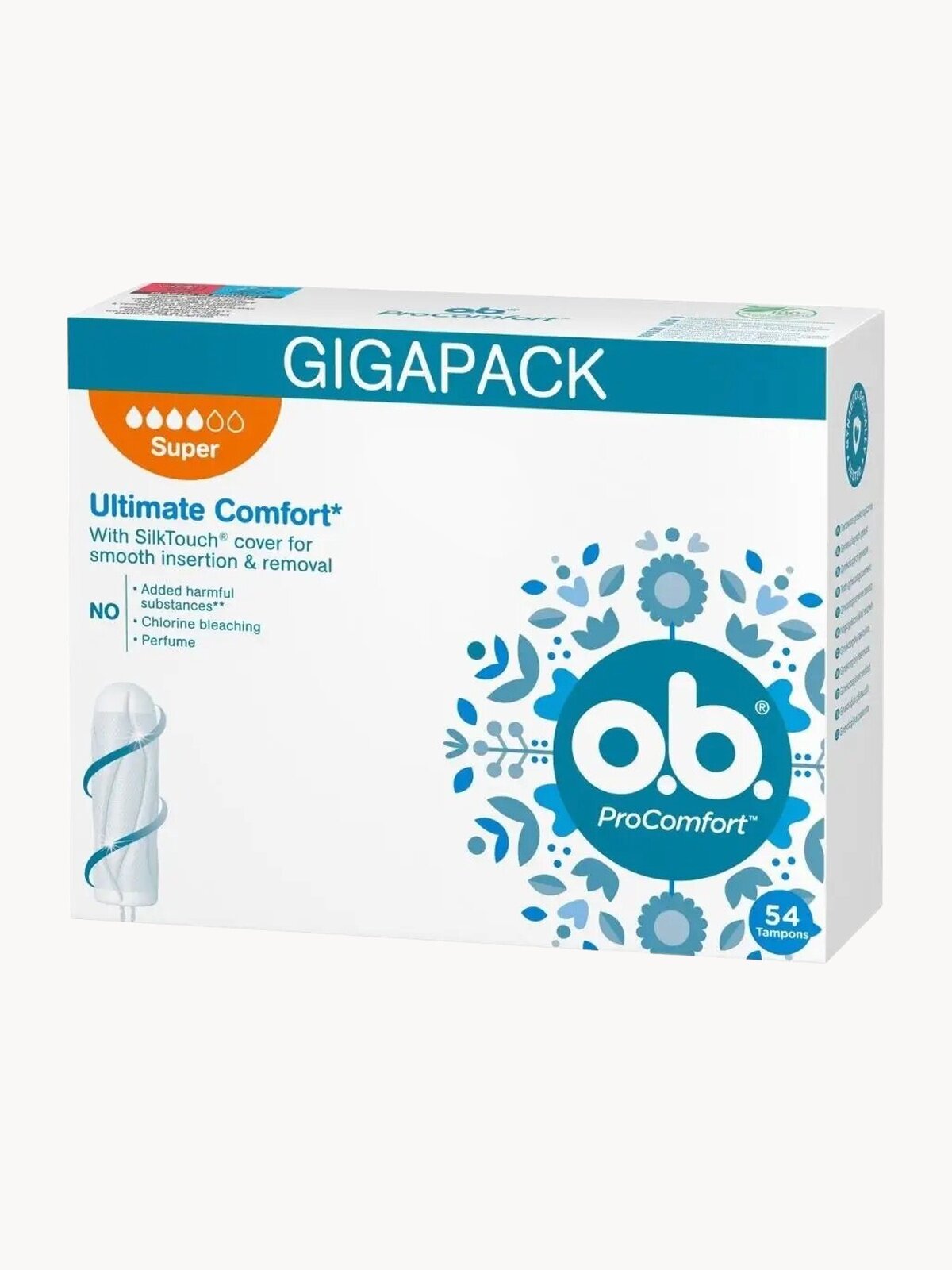 Тампоны для женщин O.B ProComfort Super Ultimate, 4 капли, 54 шт.
