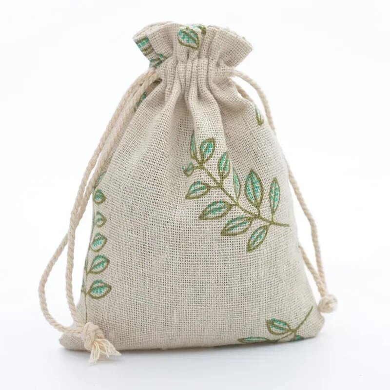 МерiLover набор мешочков из хлопка 10 шт. Зеленый, Olive leaves, 10x14cm Printed bag