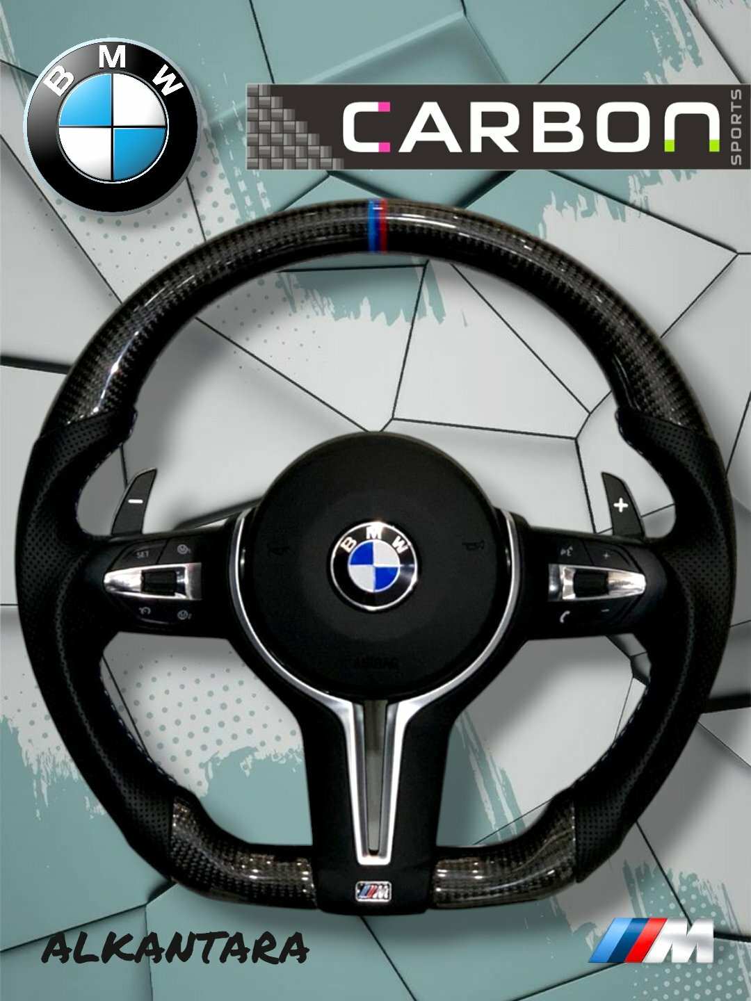 Автомобильный руль BMW, кожаный, черный, карбоновый, Nexia, Cobalt, Damas, Gentra, Onix, Monza