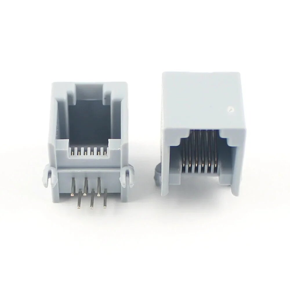 10 шт. RJ11 6P2C 6P4C 6P6C 2 4 6-контактный телефонный модульный разъем для печатной платы, гнездо под прямым углом, пластик для вилки, разъем, 6P6C