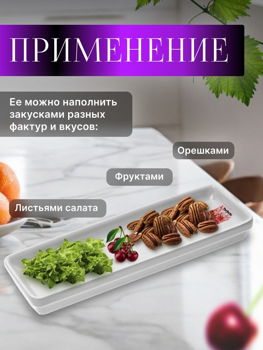 Блюдо керамическое прямоугольное PERFECTO LINEA Asian 24,5х7,5х3 см белый (17-102450) — фото 1