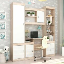 Комплект подростковой / детской мебели "Галактика" Дуб сонома / Белый глянец, спальня подростковая, детская