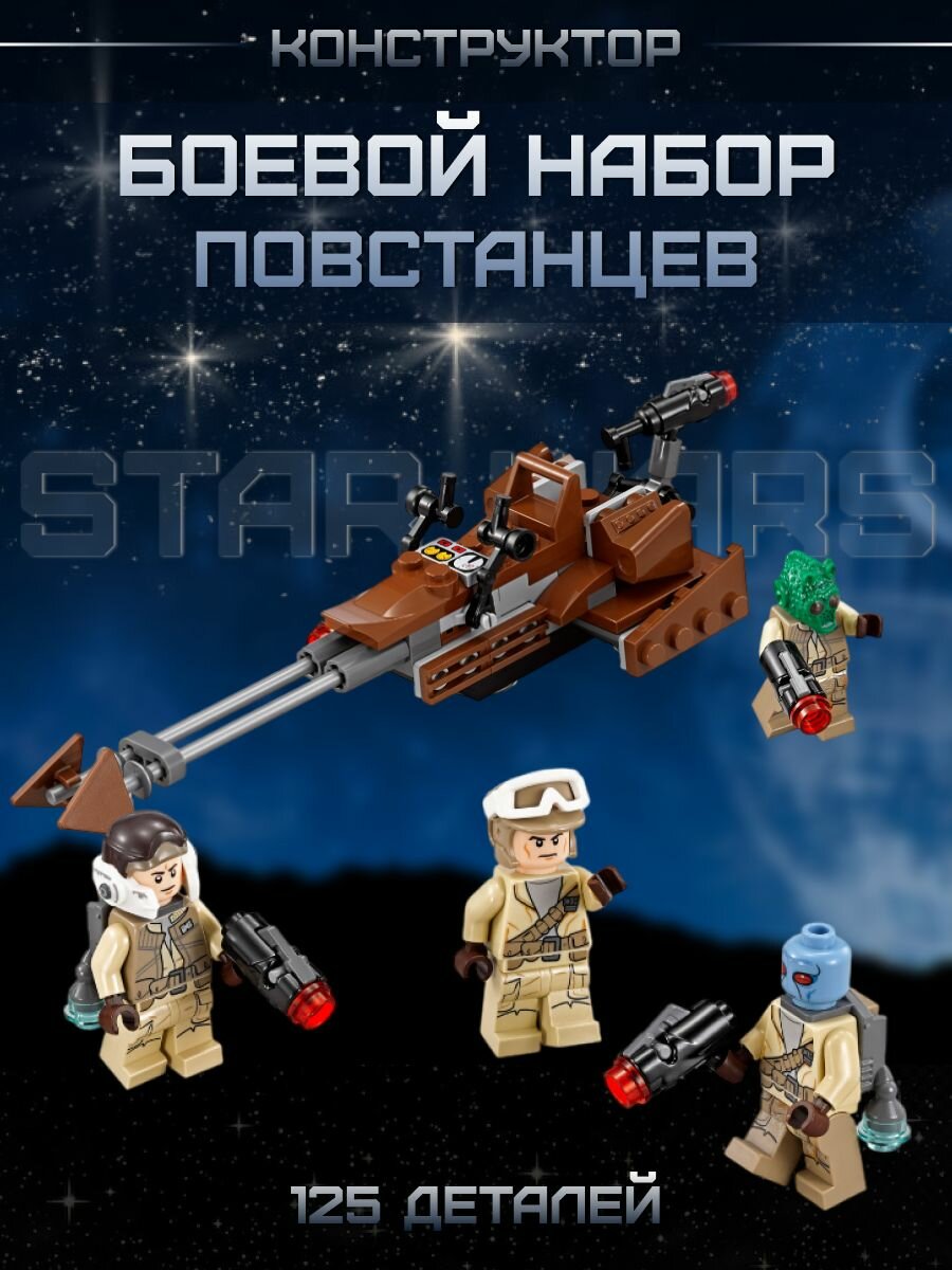 Конструктор Star Wars Боевой набор Повтанцев, 125 деталей, фигурки 4 шт
