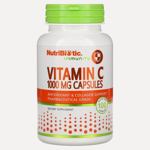 Изображение товара Витамин С, NutriBiotic Vitamin C, 1000 мг, 100 капсул, витамины для иммунитета