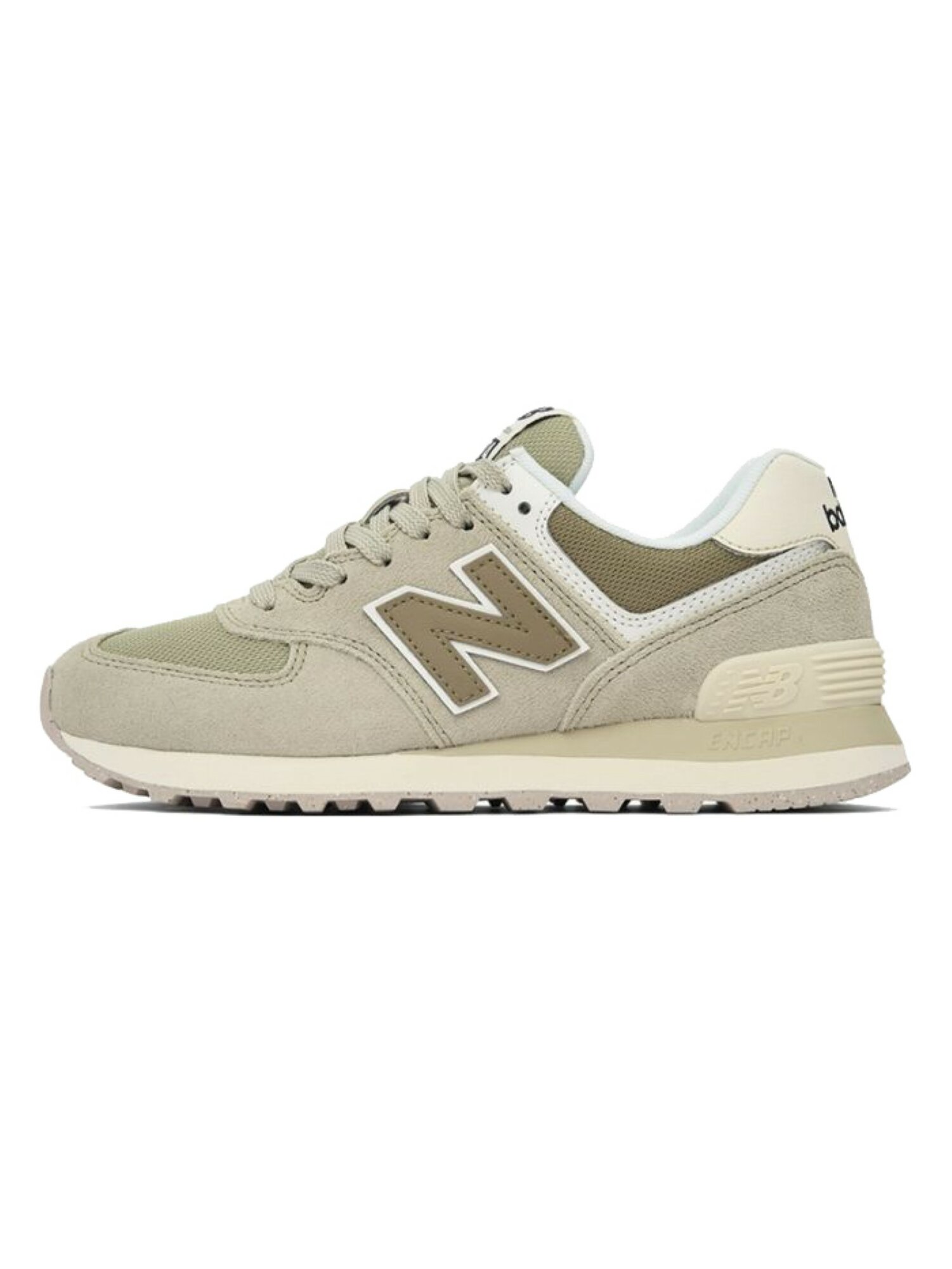 Кроссовки New Balance 574, полнота D, размер 37 RU, бежевый/оливковый — фото 1
