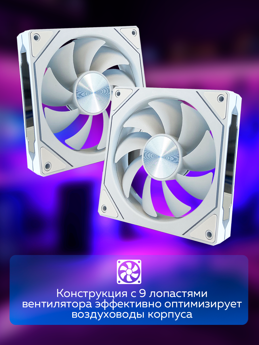 Белый Корпусный вентилятор для Компьютера Кулер Пк Prism 4 RS — фото 1