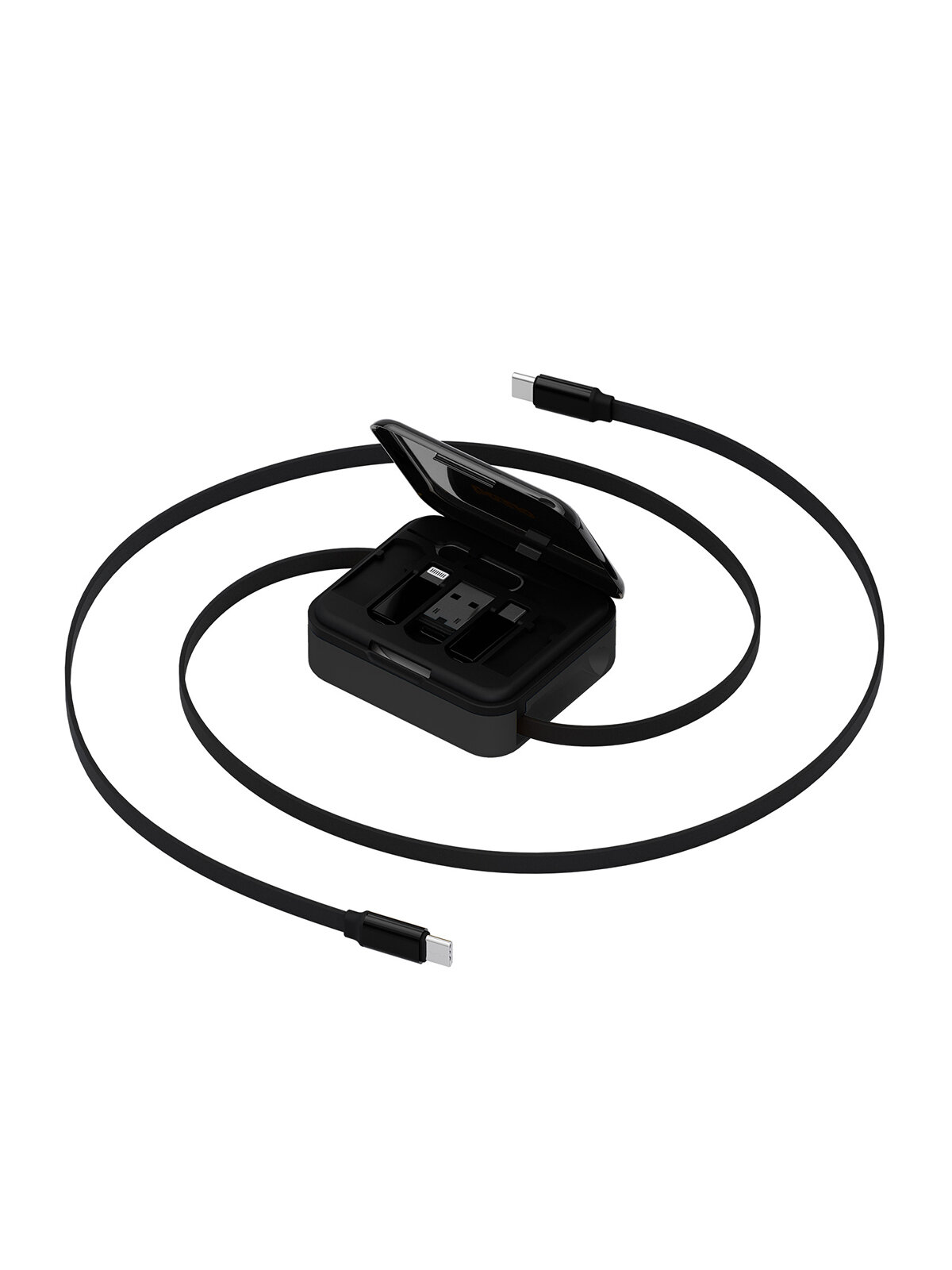 Energea Кабель Bazic GoCharge Loop Cable Kit 5-in-1 Micro/USB-A/C/Lightning Retractable Black 1.0m