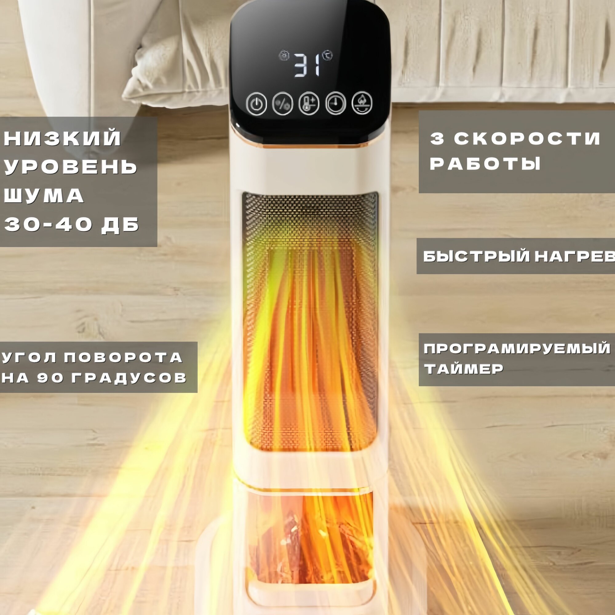 Инфракрасные Обогреватели Керамический обогреватель - тепловентилятор с 3D камином и пультом управления
