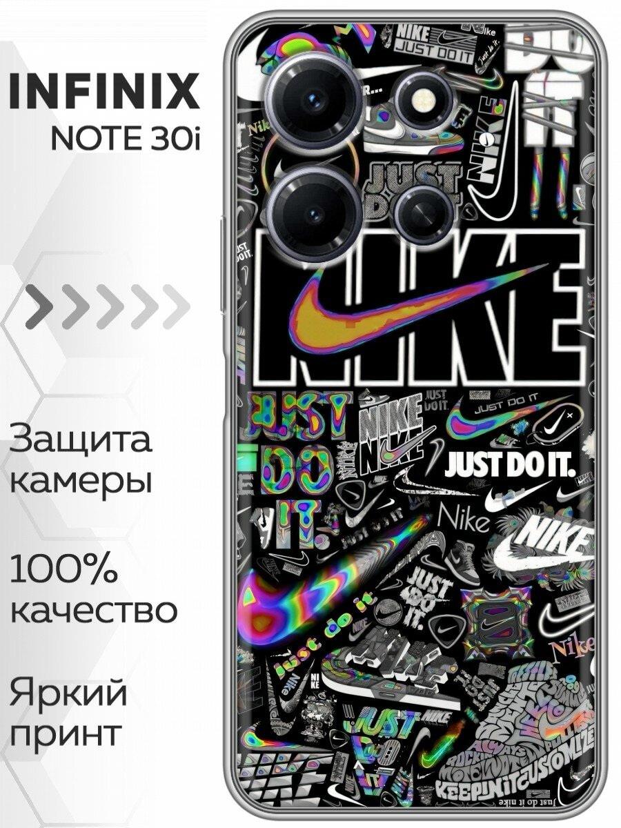 Чехол для Infinix Note 30i 4G с принтом Найк на Инфиникс Нот 30i 4G