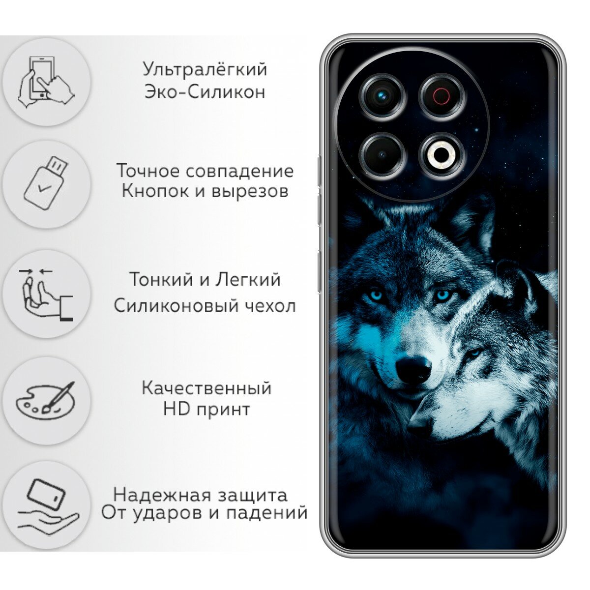 Чехол для Tecno Spark 30 Pro с принтом Волки (Техно Спарк 30 Про) — фото 1