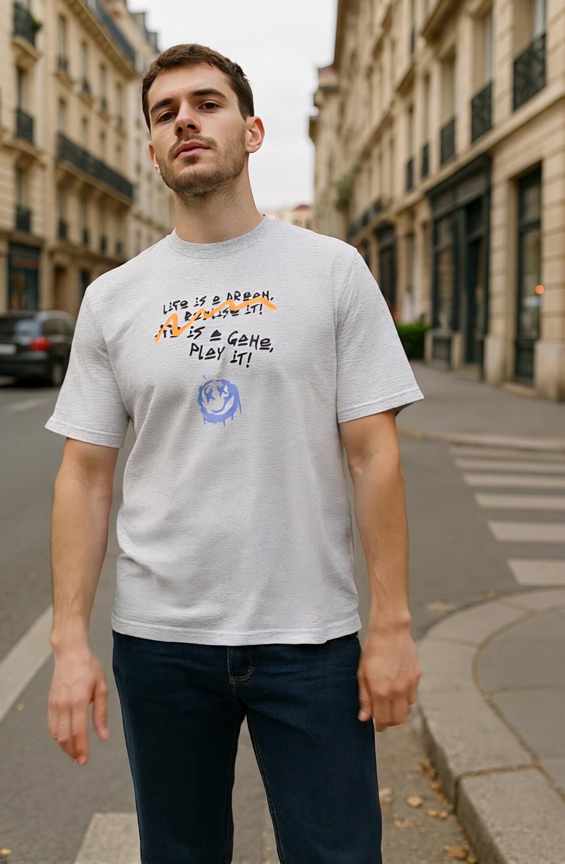 Футболка JUST CLOTHES, размер 50, серый — фото 1