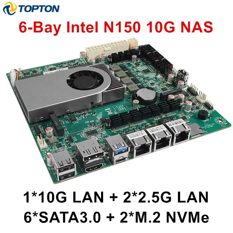 Topton N20 Mini-ПК материнская плата для домашнего сервера 6 отсеков, No Ram No Storage, Intel N150