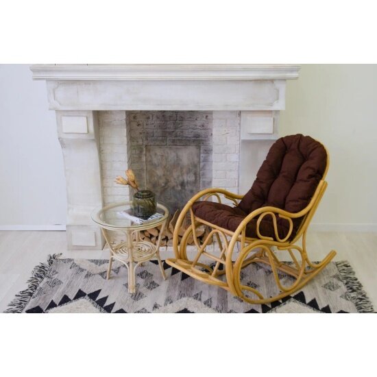 Кресло   качалка Мебель Солнца 05 05 с коричневой подушкой  цвет мед