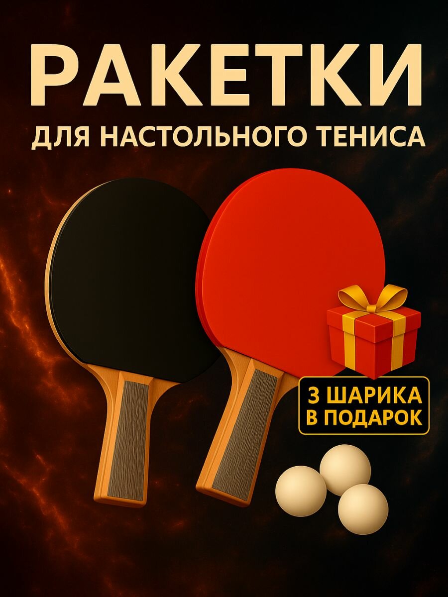 Набор ракеток для настольного тенниса пинг-понга две ракетки три мяча