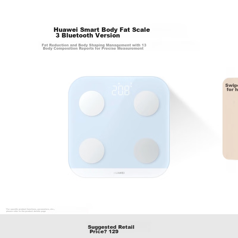 HUAWEI Smart Body Fat Scale 3 Bluetooth Version Island Blue Home Smart Electronic Scale Body Composition Detection Algorithm 13 Body Data Monitoring