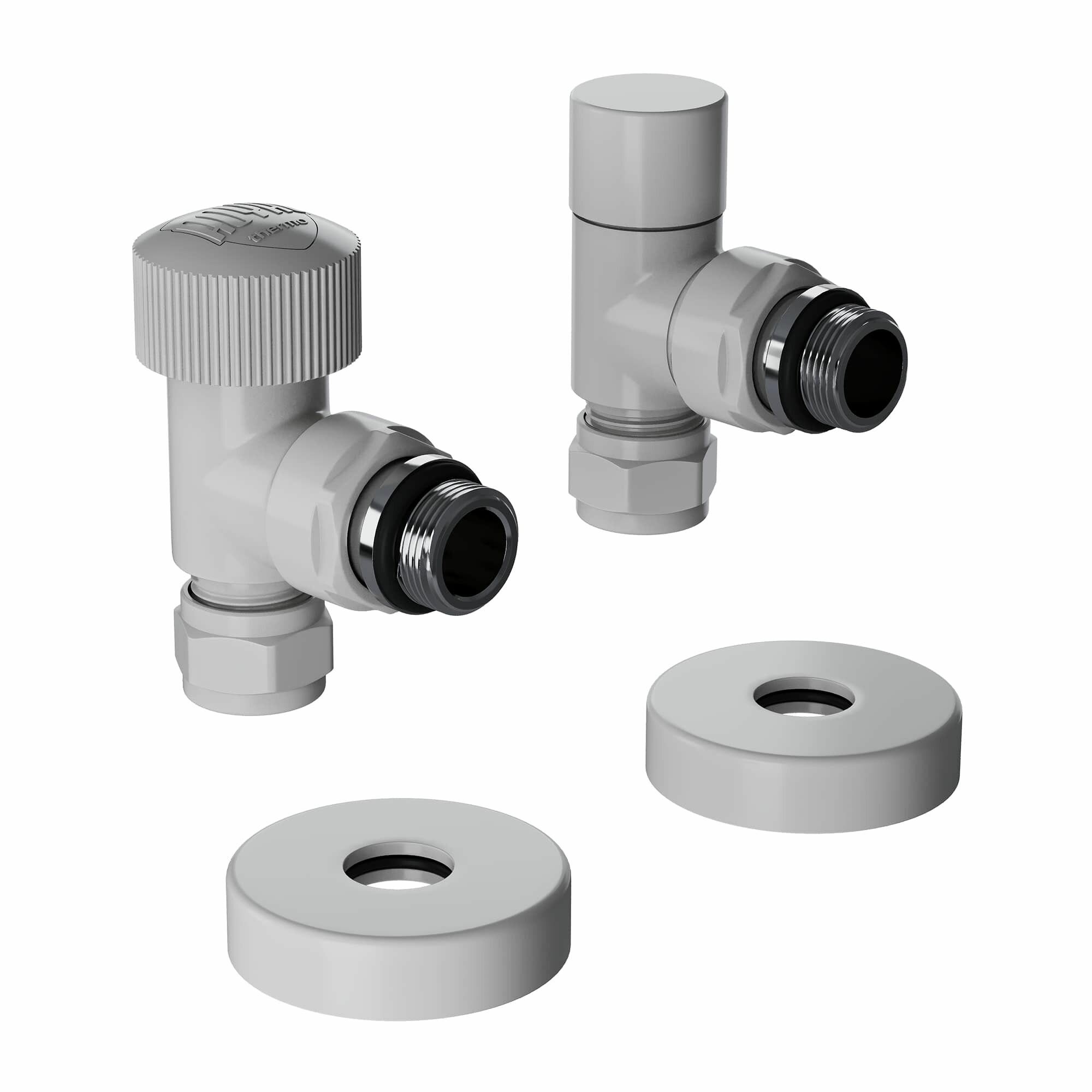 Набор термостатический угловой Royal Thermo Design Pro 15мм М30х15 (Белый)
