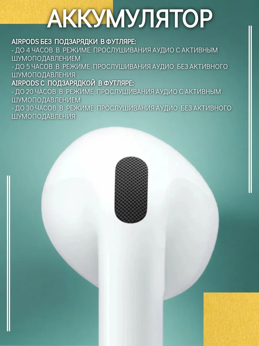 Наушники Apple AirPods 4, беспроводные, влагозащищенные, белый — фото 1