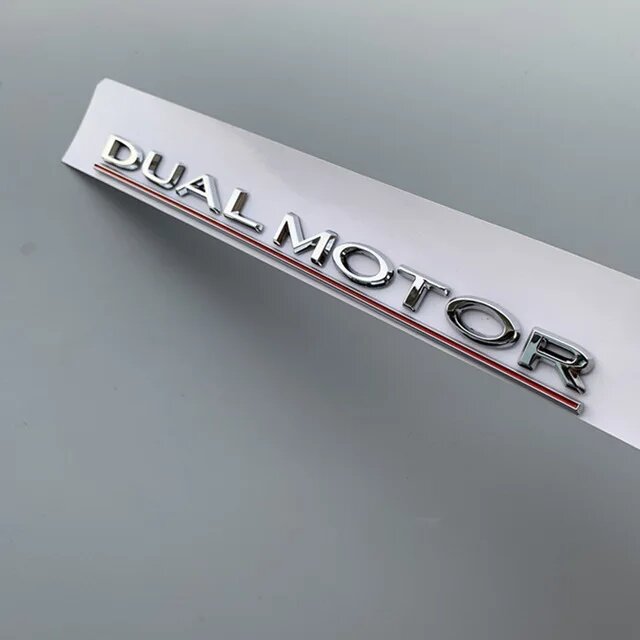 Эмблема DUAL MOTOR Chrome Silver для Tesla Model 3