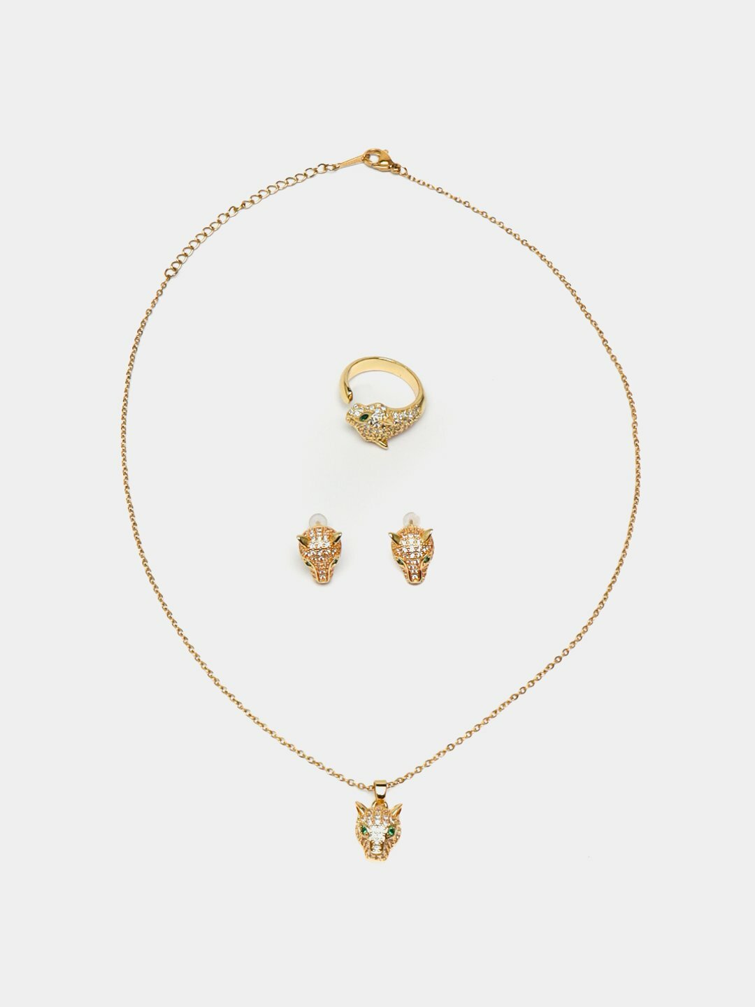 Комплект бижутерии, размер кольца: безразмерное, размер колье/цепочки 20 см, фиолетовый