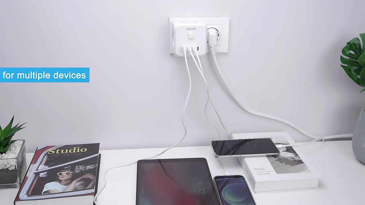 Тройник сетевой розетки Lencent, 4000Вт, 3 USB, 1 Type-C, 3.4 А — фото 1