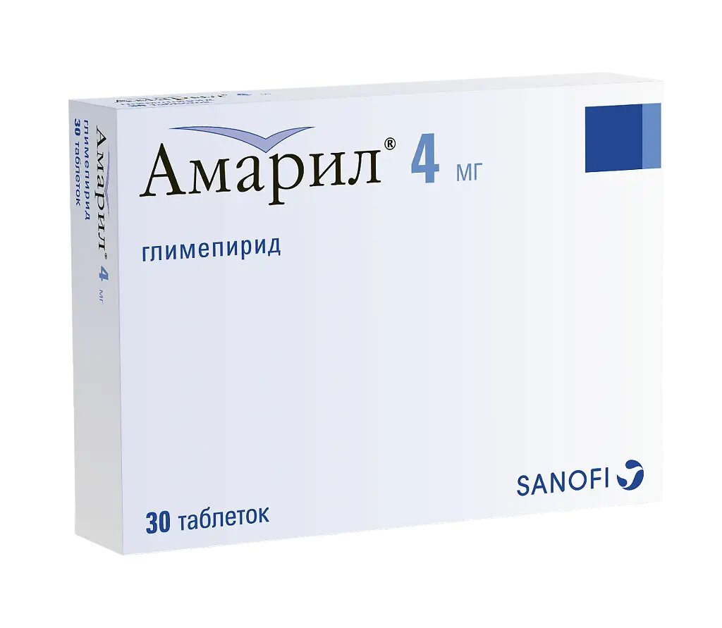 Амарил таблетки 4 мг 30 шт