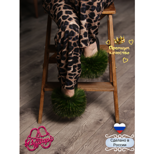 фото Тапочки puffitaps, размер 40, темно-зеленый
