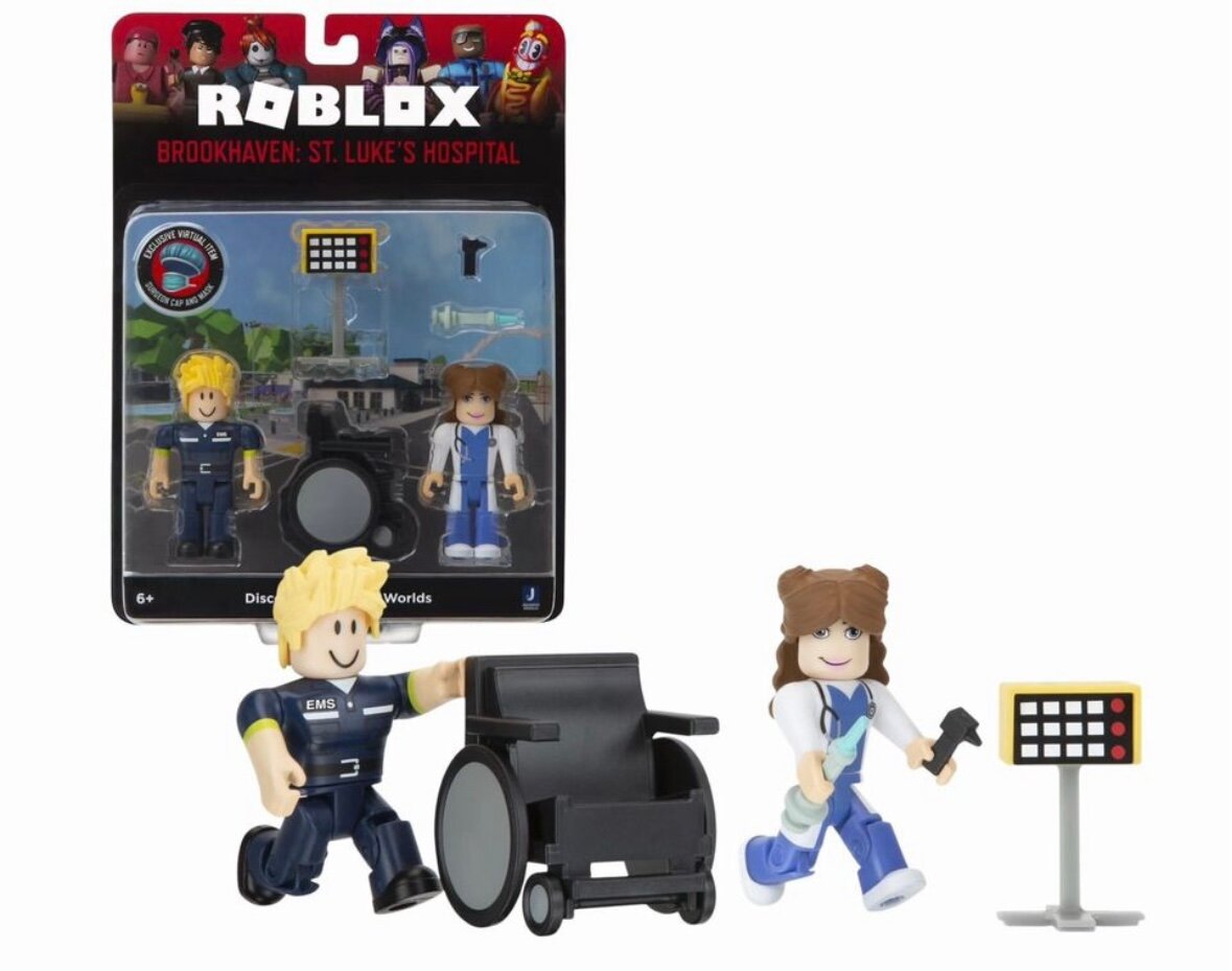 Jazwares Roblox Brookhaven: St. Luke's Hospital Игровой набор Больница Святого Луки - Фигурки Роблокс 2 шт, аксессуары + код