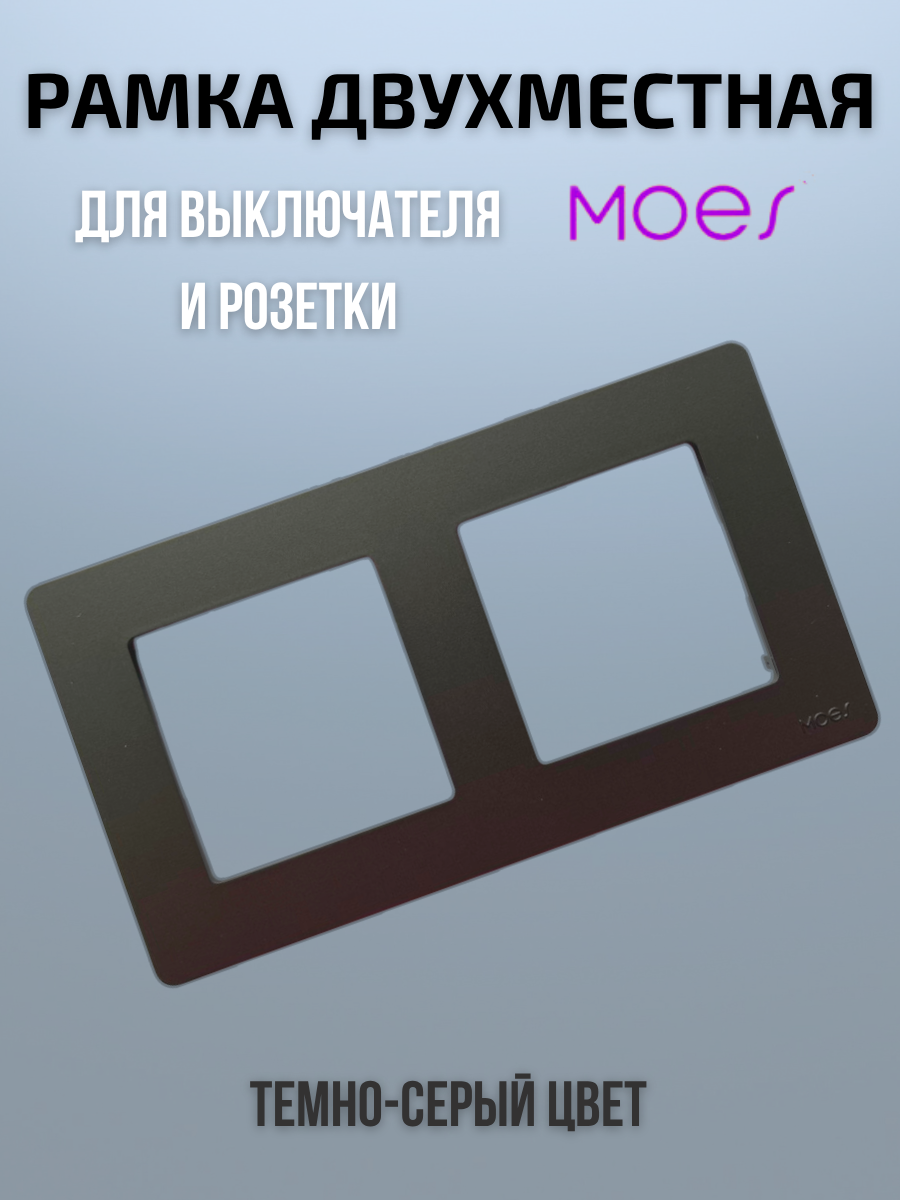Двухместная рамка для розеток и выключателей или розетки 2-постовая графит