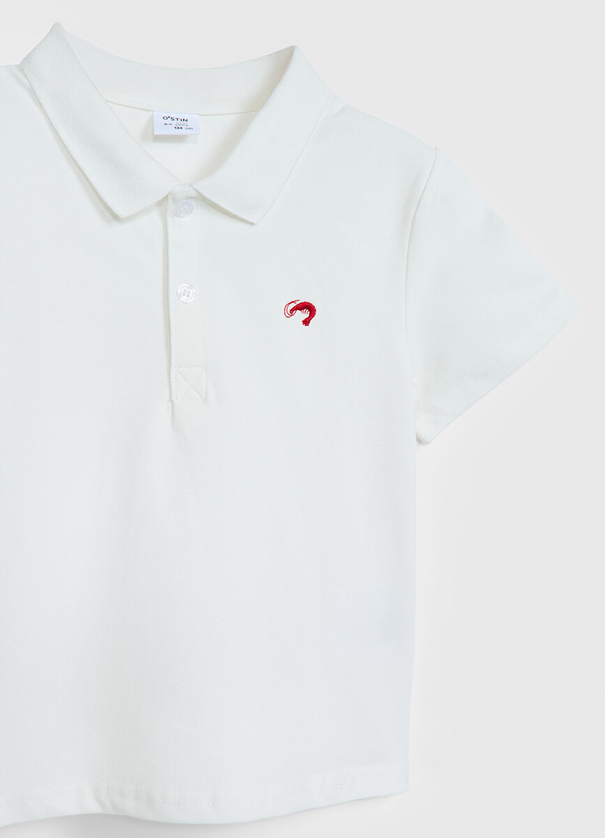 Поло O'STIN, размер 116, молочный — фото 1