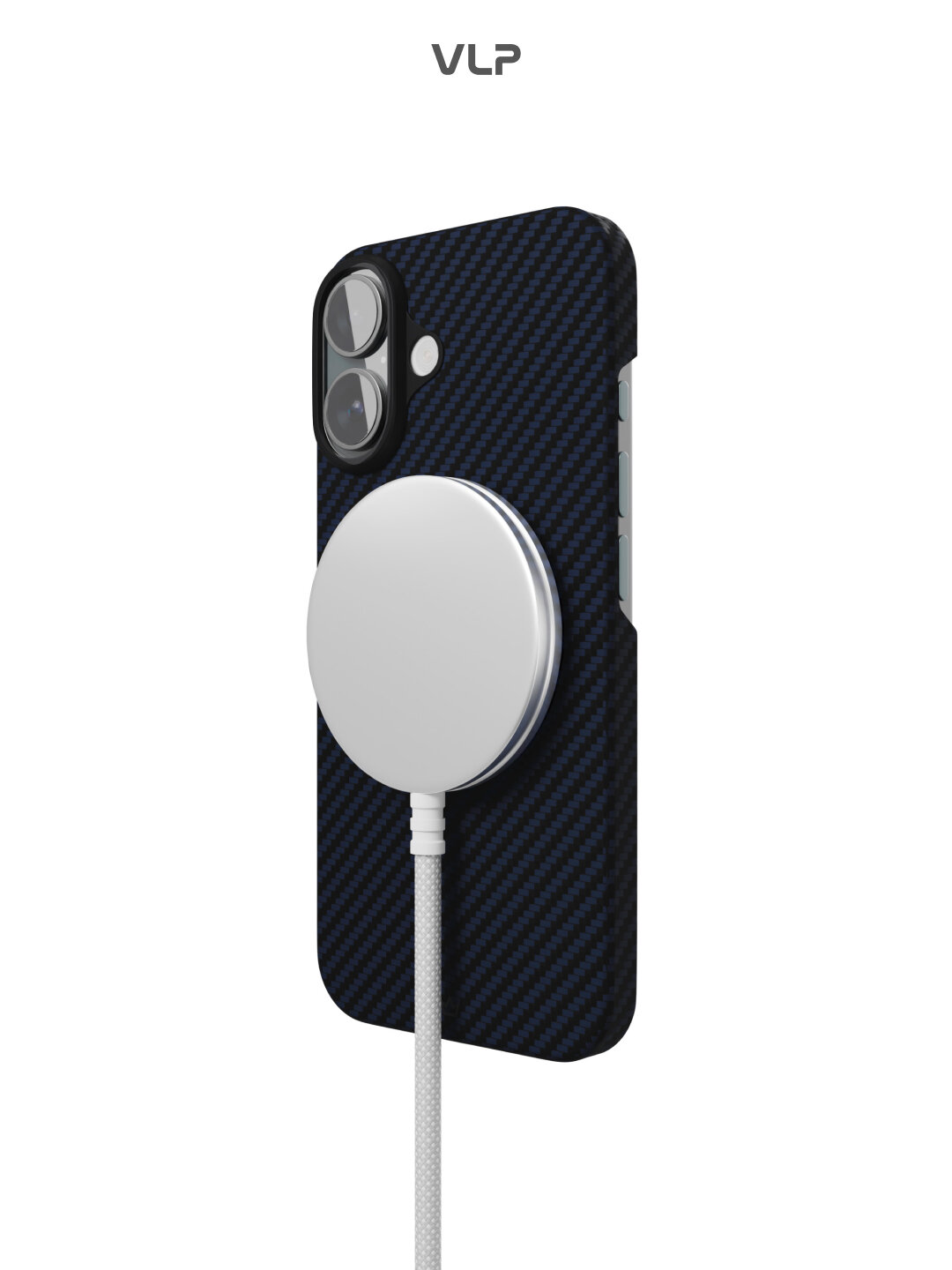 Чехол на iPhone 16 с MagSafe VLP Kevlar Case с MagSafe, темно-синий — фото 1