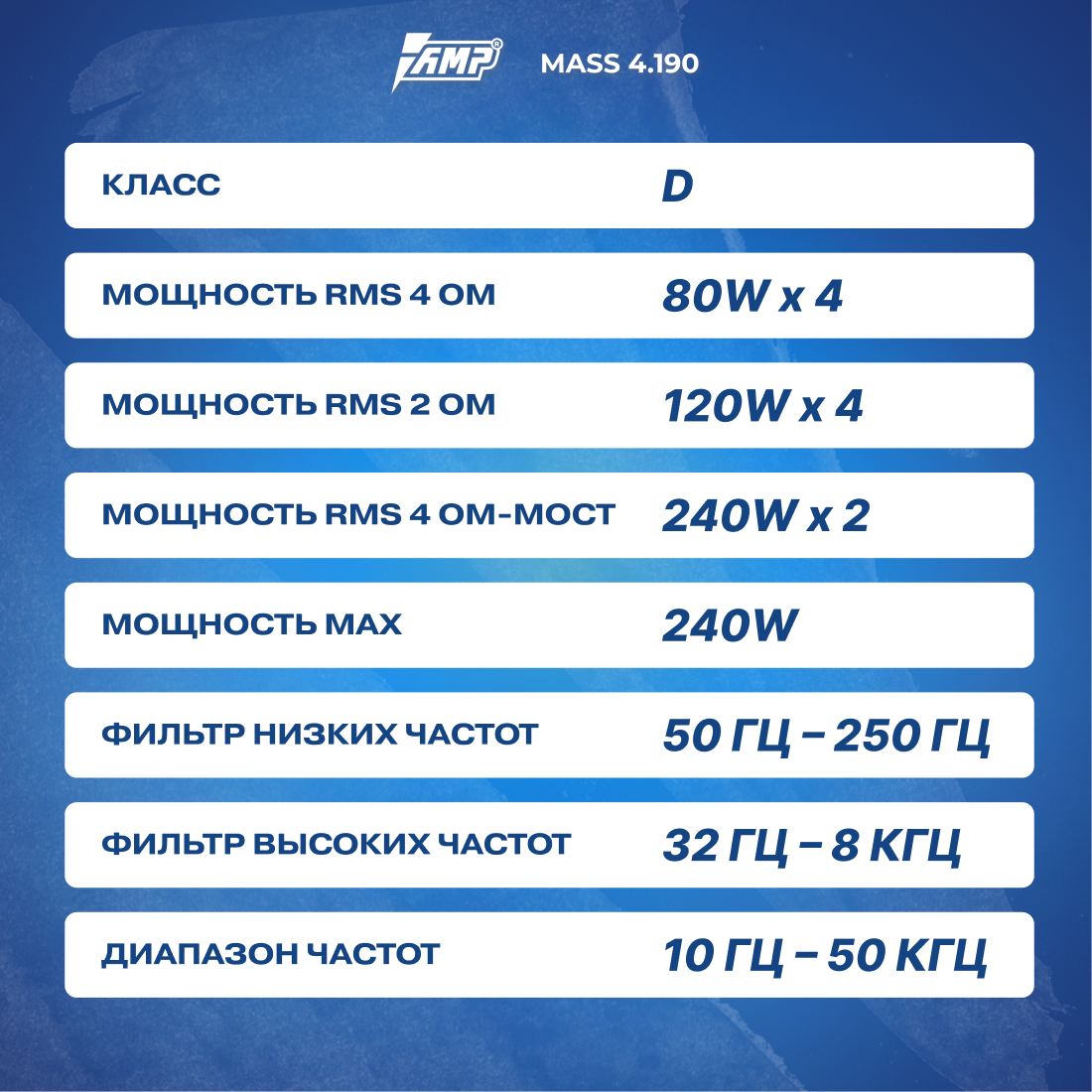 Усилитель AMP Micron 4.80, 4 канальный, класс AB, 80 Вт, черный — фото 1
