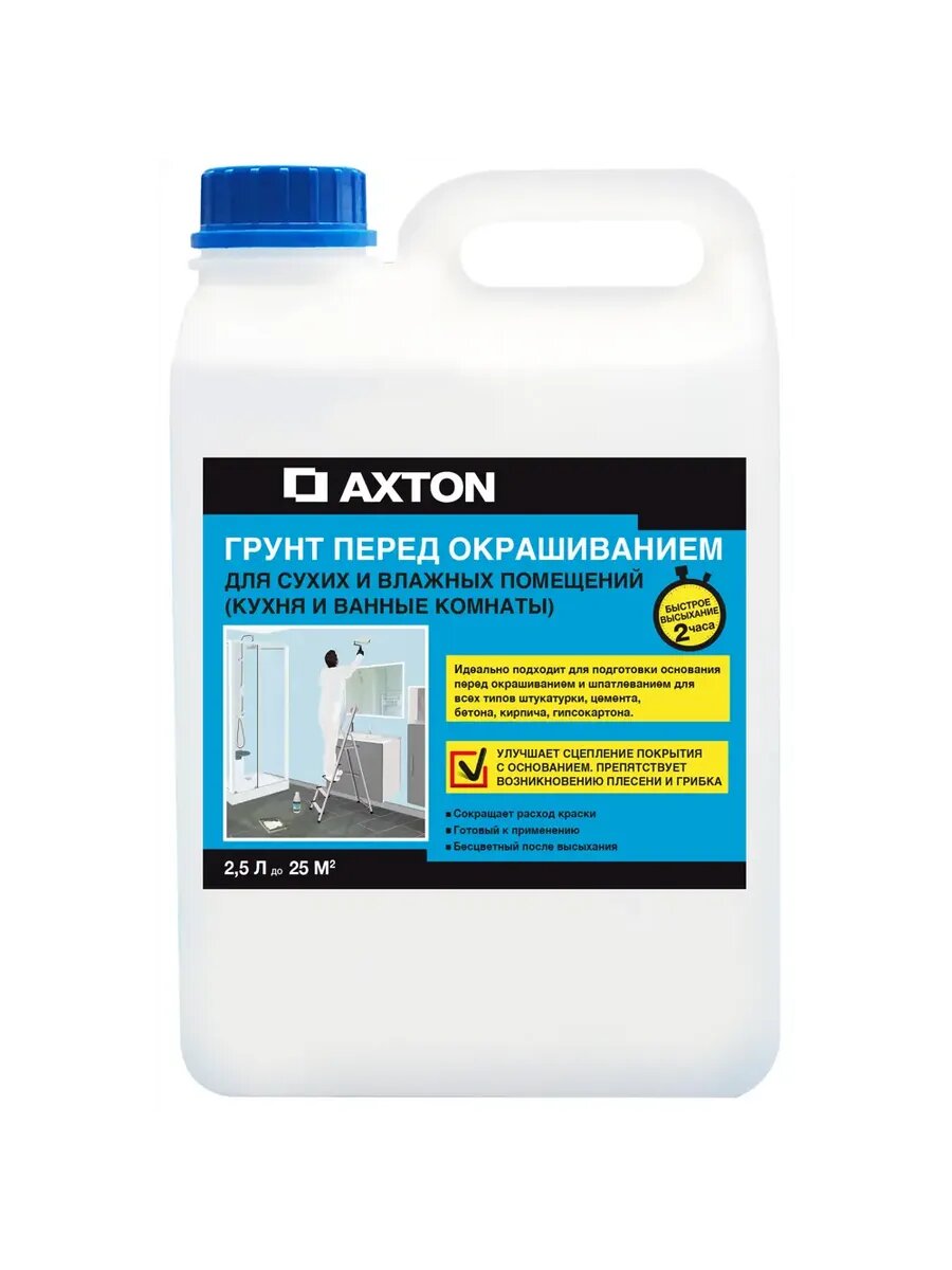Грунтовка для сухих и влажных помещений Axton 2.5 л