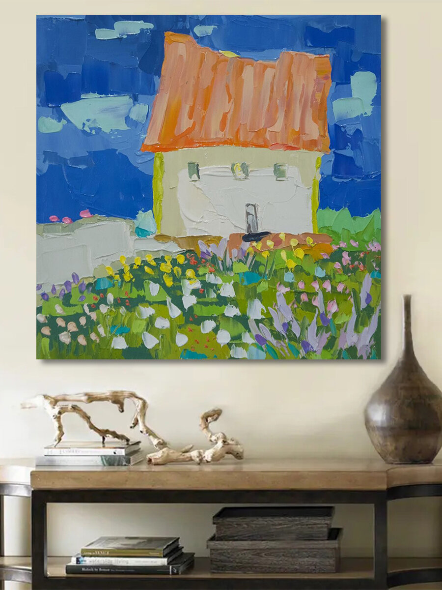 Природа / деревенский пейзаж, картина на стену / в интерьер, 50х50 см.