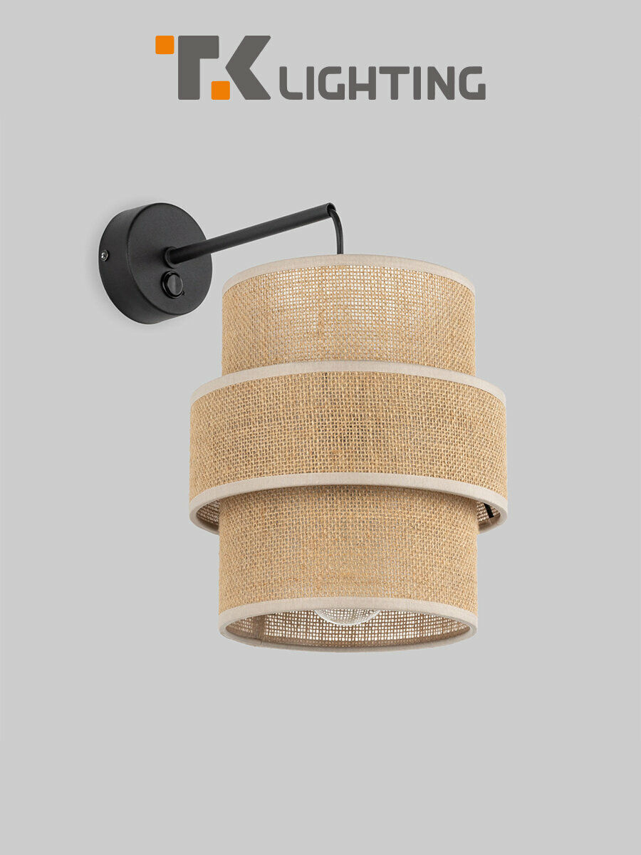 Бра   Настенный светильник TK Lighting Calisto 5400  E27  15 Вт  с выключателем  цвет коричневый