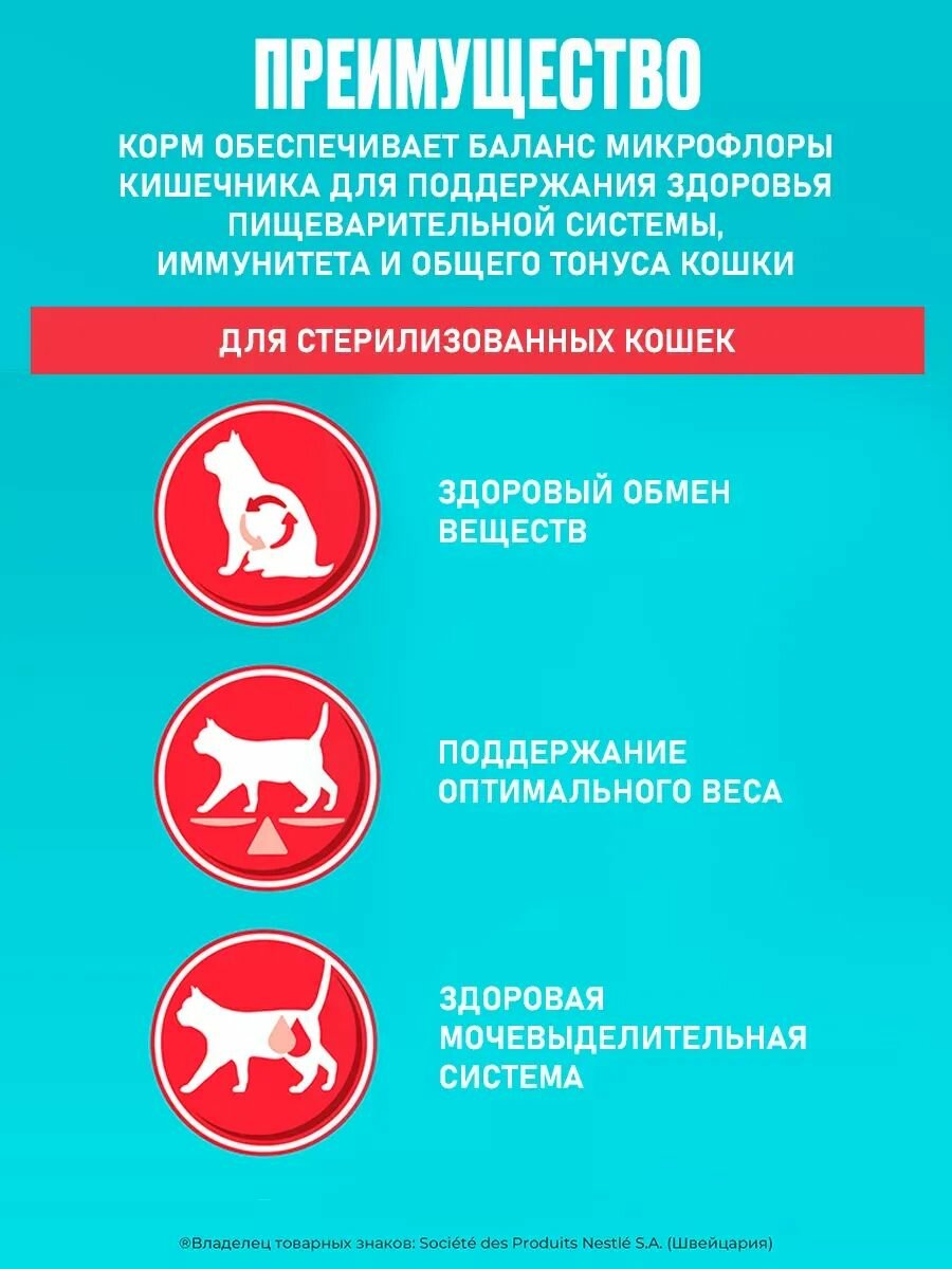 Сухой корм для кошек Purina ONE для стерилизованных, с говядиной и пшеницей, 3 кг — фото 1