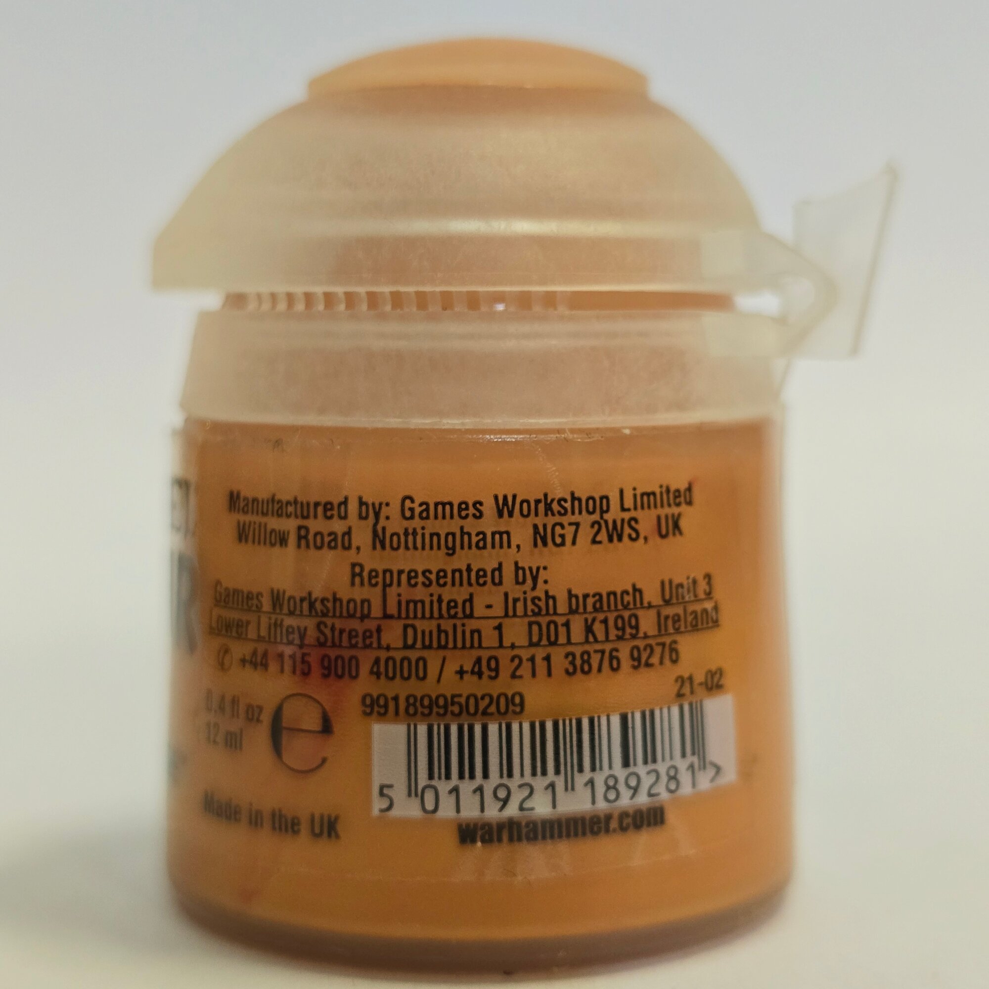 Краска акриловая Citadel Base: Jokaero Orange / Оранжевый Джокаэро (12 мл.) — фото 1