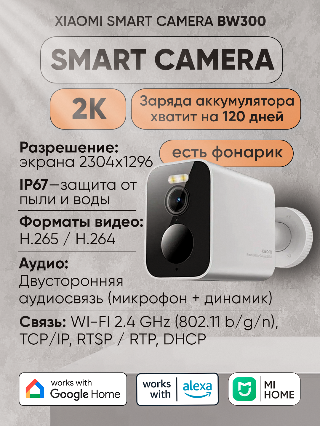 Камера видеонаблюдения Xiaomi Outdoor Camera BW300, 2K, IP67
