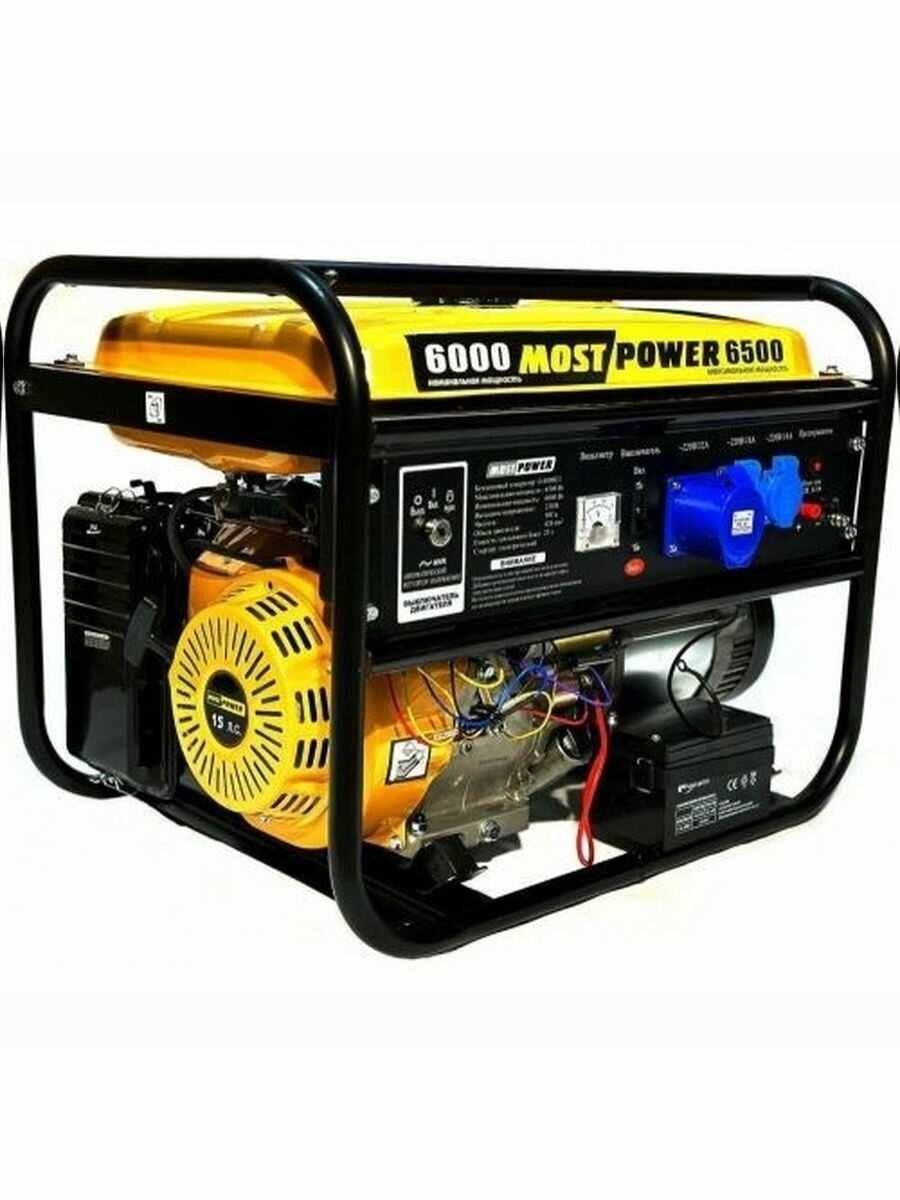Генератор бензиновый MOST POWER G6000E2 6.5 кВт АКБ электростартер медная обмотка 220 В подготовка к ГБО