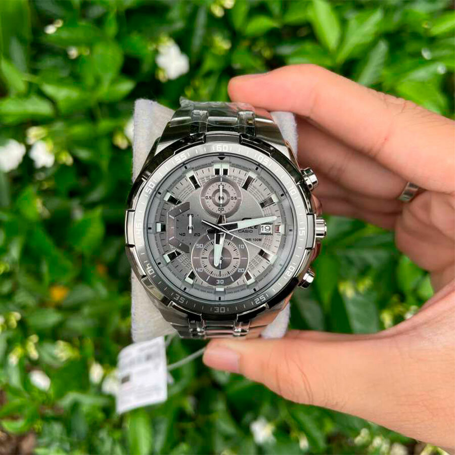 Наручные часы CASIO Edifice, серый, коричневый, серебряный — фото 1